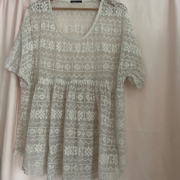 Cream Embellished Short Sleeve Blouse - Picture 1 of 6